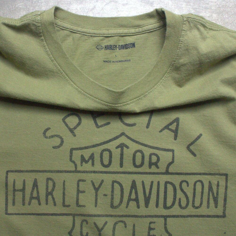 Harley Davidson OD Green Special Oil Short Sleeve Cotton T Shirt Size L - Picture 3 of 5